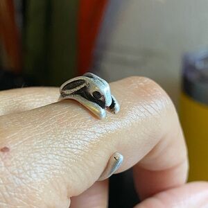 Unisex silver bunny rabbit open ring, Animal Bohemian Chunky Punk open ring